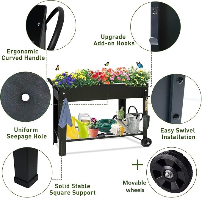 Large Planter Raised Beds with Legs Outdoor Planter - Image 3