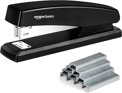 Basics Office Stapler with 1000 Staples - Black
