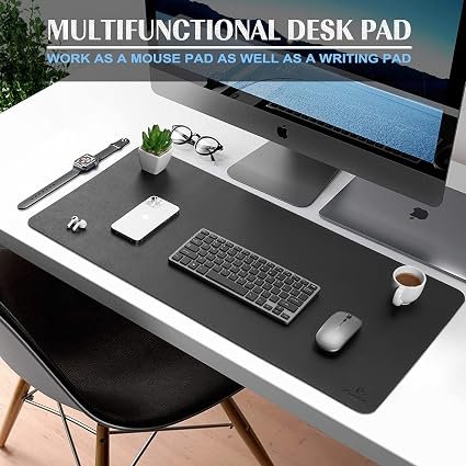 K KNODEL Large Office Desk Mat, Leather Mouse Pad (31.5"x15.7", Black) - Image 3