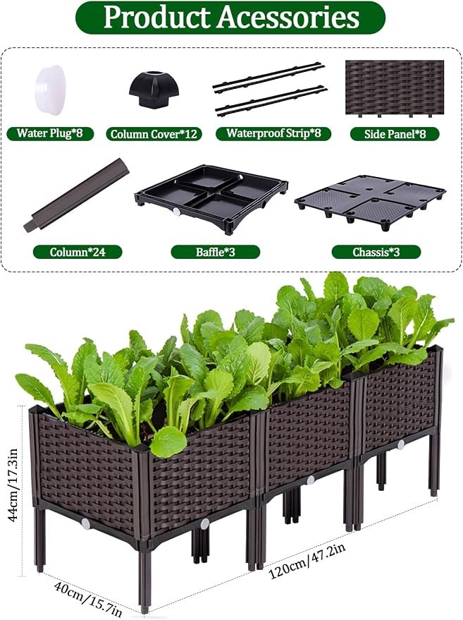 3 Sets Raised Garden Bed Kalolary Elevated Garden Bed with Legs Patio - Image 3