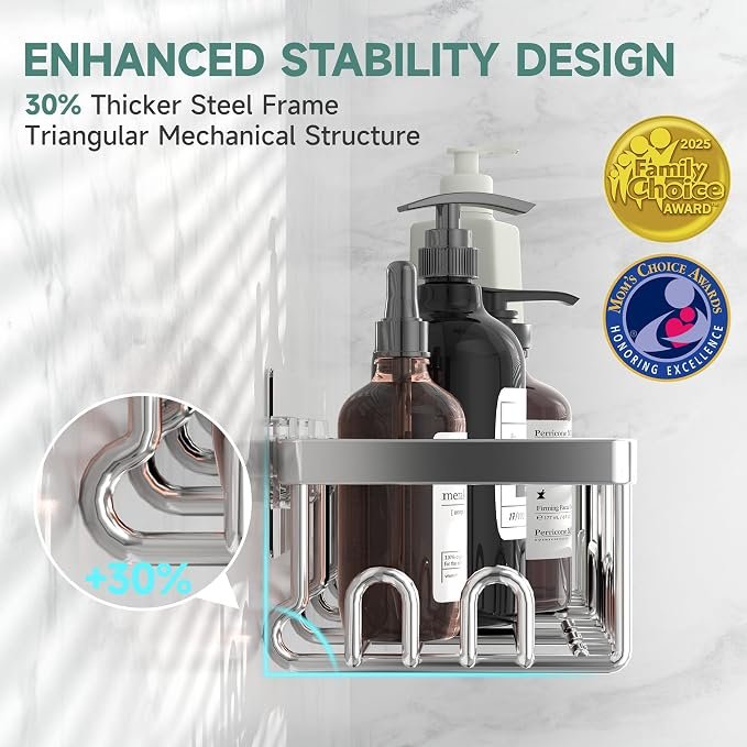 Veken Large Capacity Shower Caddy 3-Pack, Rustproof & Waterproof Shelves - Image 2